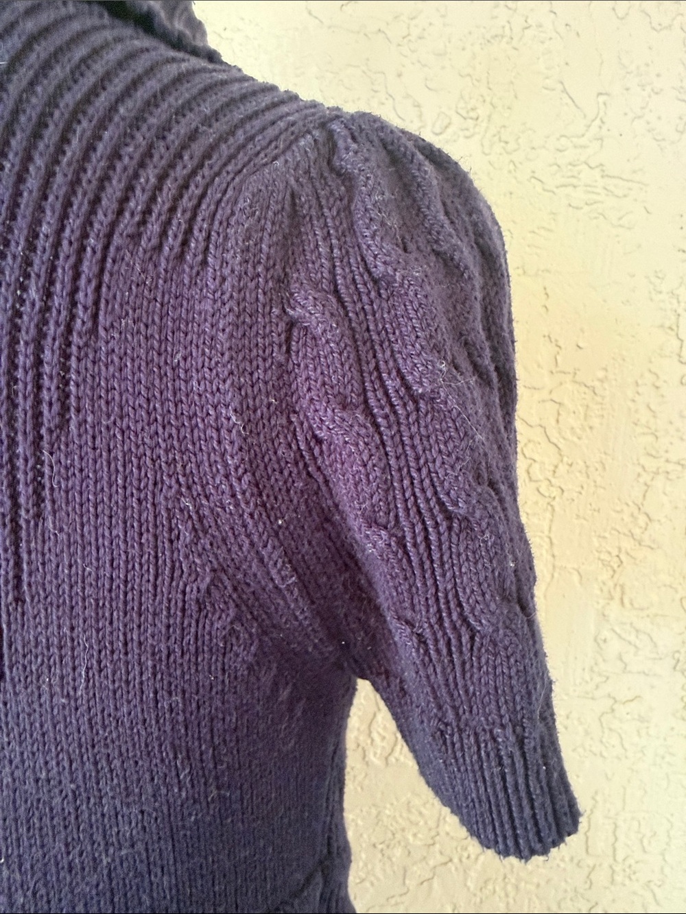 French Connection Navy Short-Sleeve Cable Knit Cardigan - Picture 7 of 10
